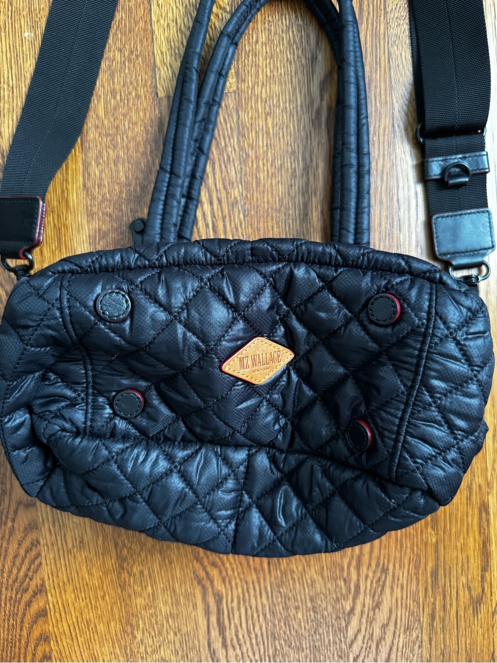 MZ Wallace Black Quilted Shoulder Tote with Removable Strap - Picture 4 of 7